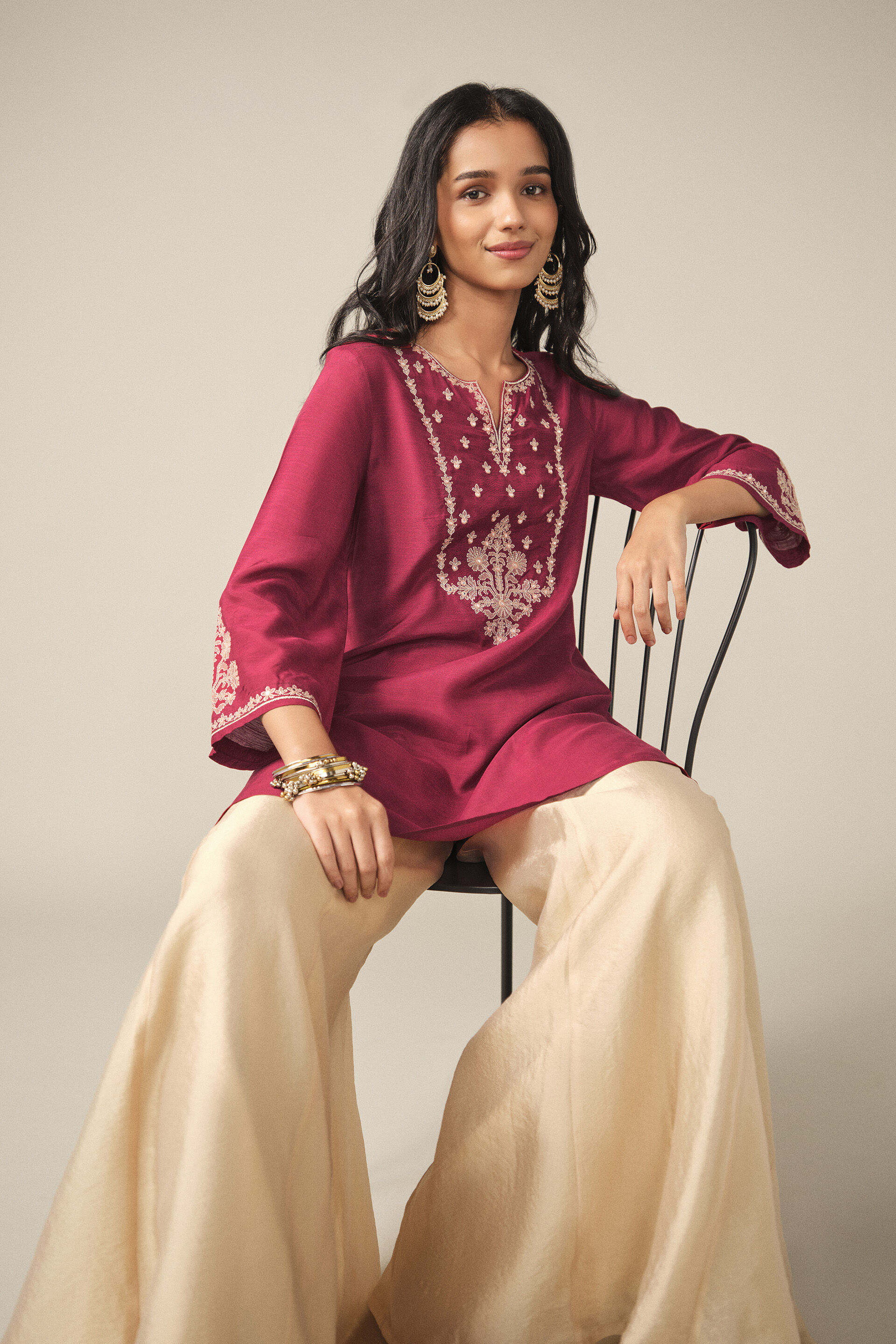 Embroidered Tunic in Red, Red, image 5